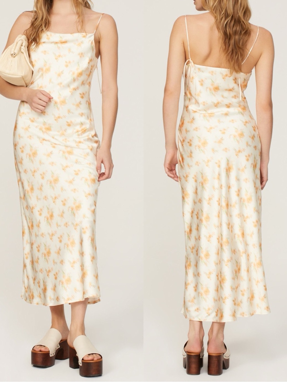 Holzweiler satin butter yellow floral Eila Dress Size Medium